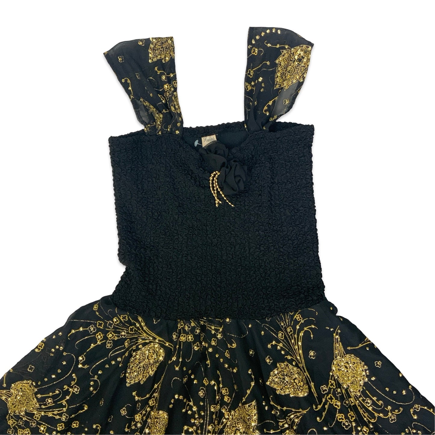 Vintage Black & Gold Baby Doll Dress 8
