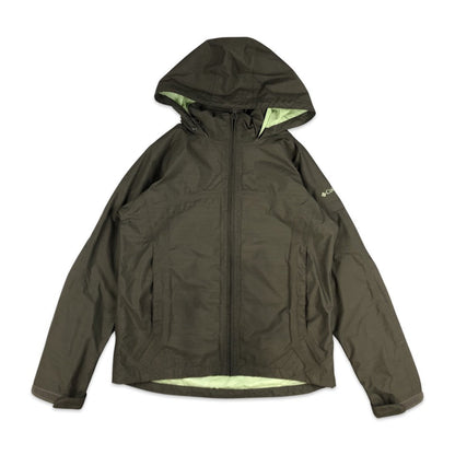Vintage Columbia Grey and Green Hooded Waterproof Jacket 14 16 18