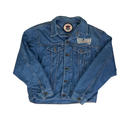 Vintage 90s Walt Disney World Reunion Mickey Embroidered Denim Jacket M L