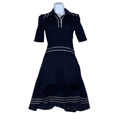 Vintage ‘Les Carnards’ Navy Blue White Red Aline Midi Dress 4 6