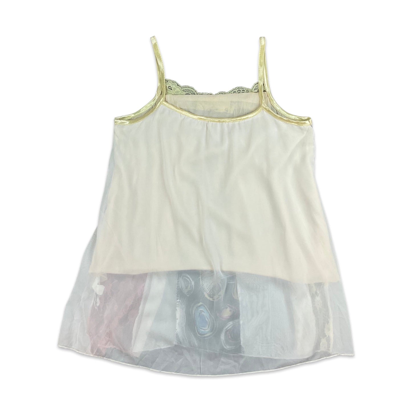 Vintage Y2K White Pink Yellow Teal Cami Top  8 10