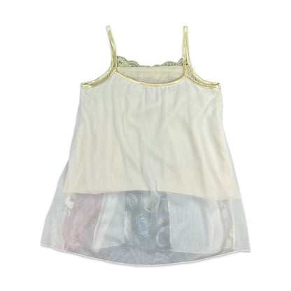 Vintage Y2K White Pink Yellow Teal Cami Top  8 10