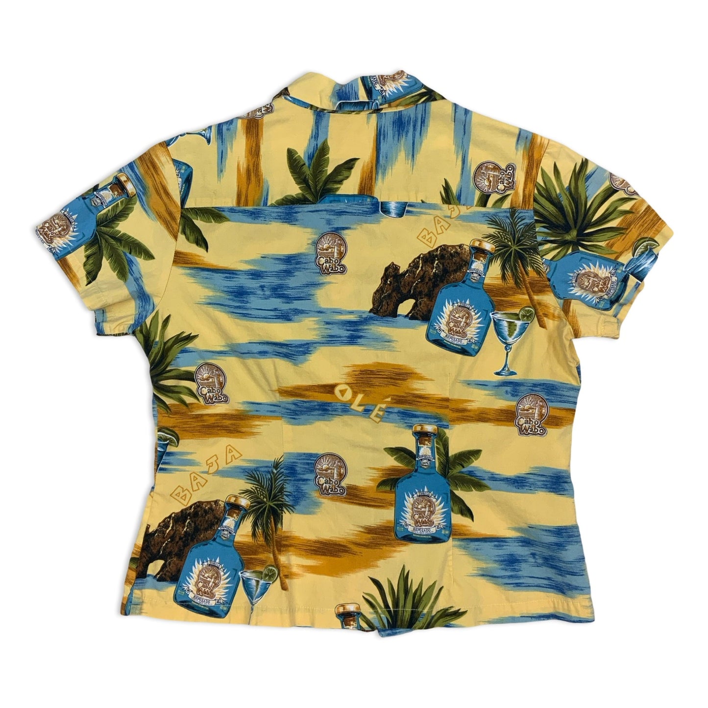 90s Cabo Wabo Tequilla Cropped Hawaiian Shirt 12 14