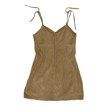 Vintage 90s Y2k ‘Air Boat’ Beige Suede Strappy Mini Dress 10 12