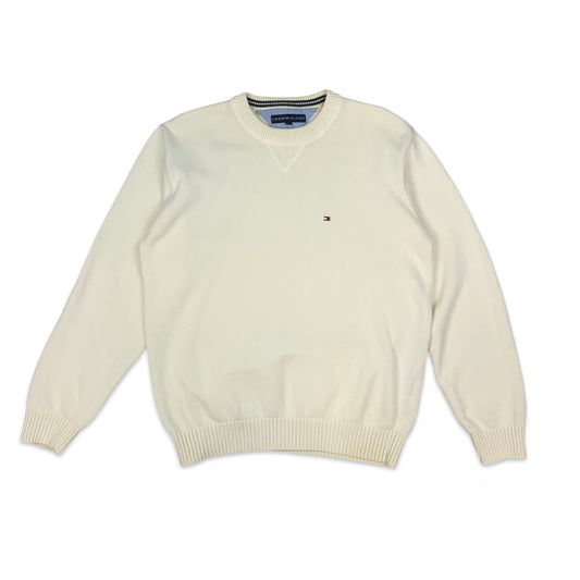 00s White Tommy Hilfiger Knit Jumper L