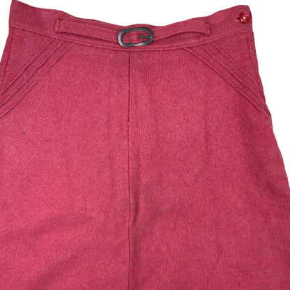 Vintage 60s 70s Red Wool Midi Skirt S 10 12