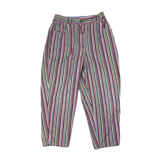Vintage Rainbow 3/4 Striped Crop Jeans 6 8