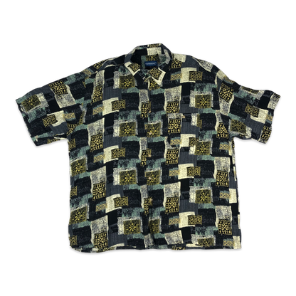 Vintage Abstract Print Viscose Shirt 3XL