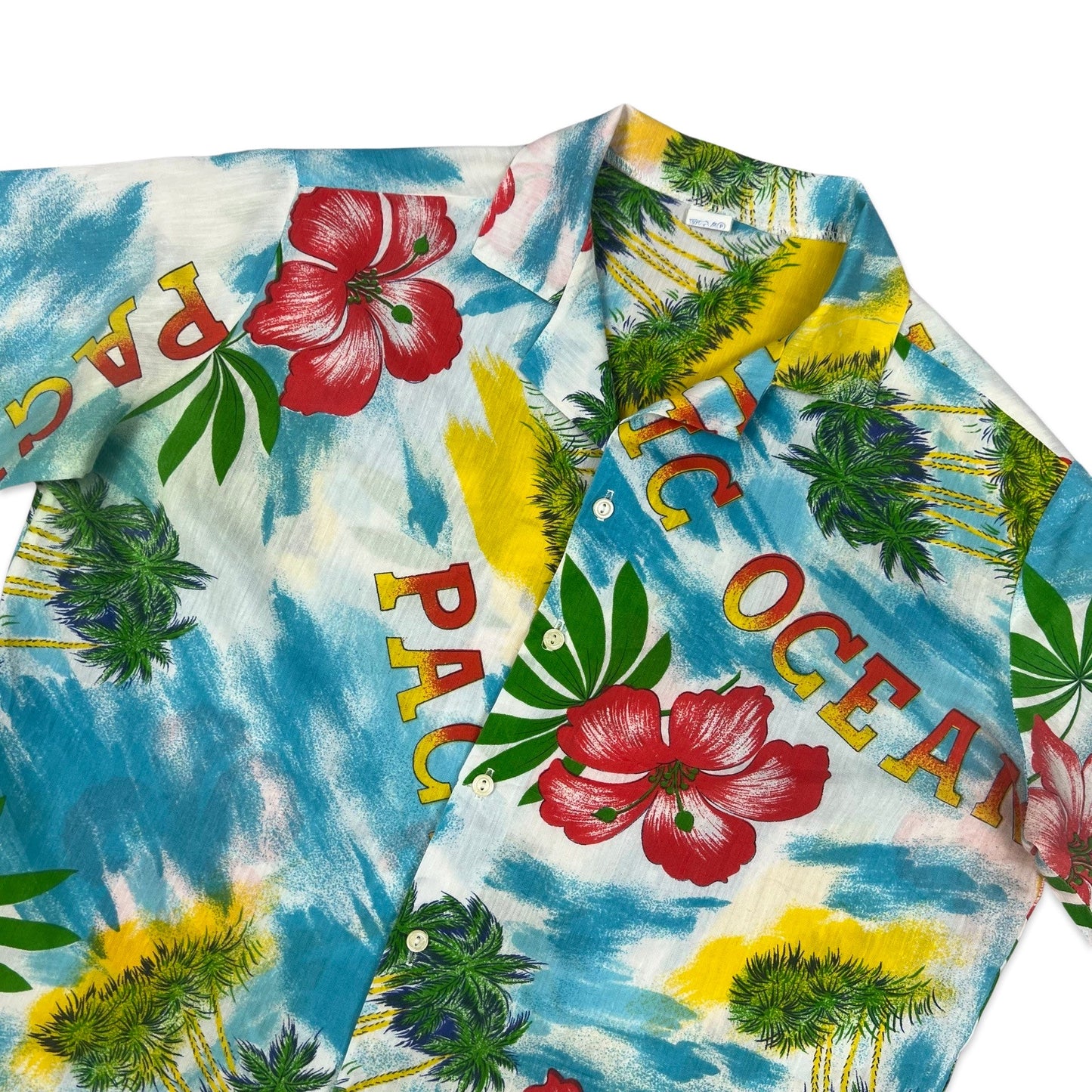 Vintage Blue Red & Green Hawaiian Shirt L XL
