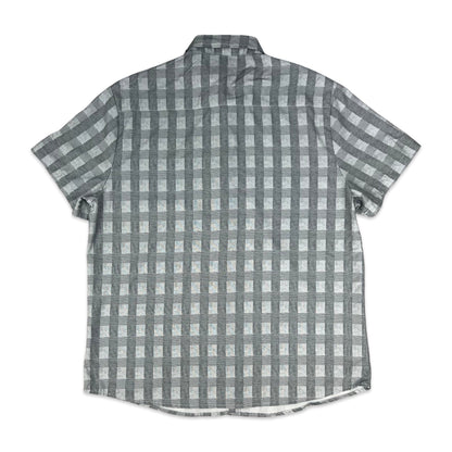 Vintage Grey & Black Checked Short Sleeve Shirt M L