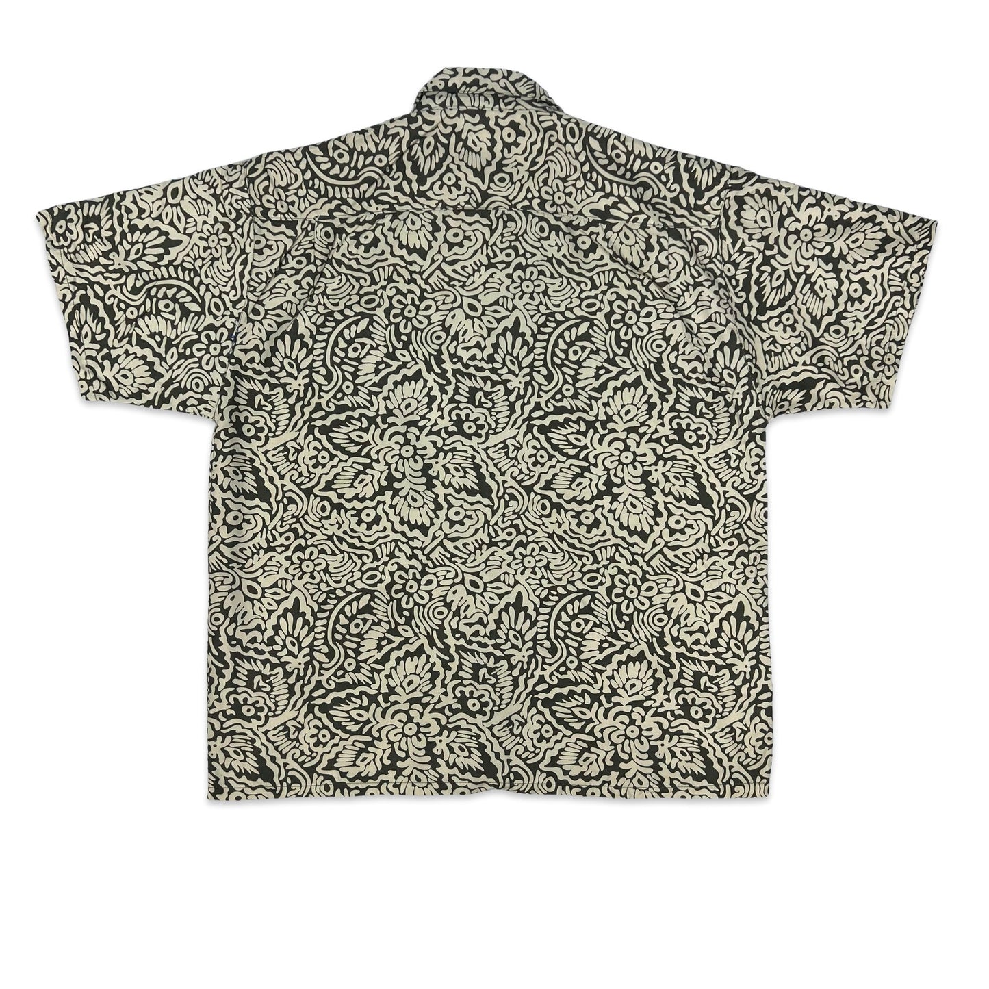 Vintage Brown & Beige Abstract Print Men's Shirt L XL