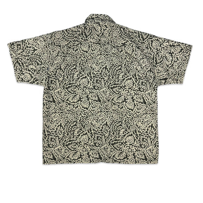 Vintage Brown & Beige Abstract Print Men's Shirt L XL