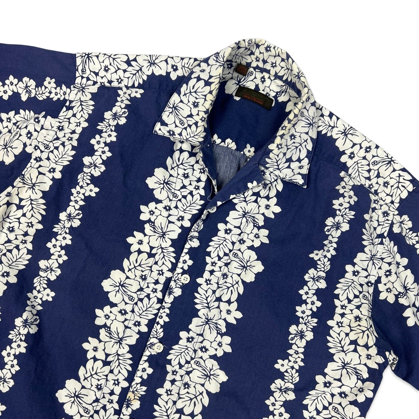 Vintage Blue & White Floral Print Hawaiian Shirt M L