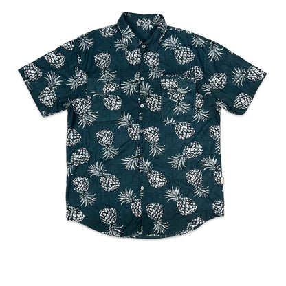 Vintage Dark Teal Pineapple Print Shirt XL XXL