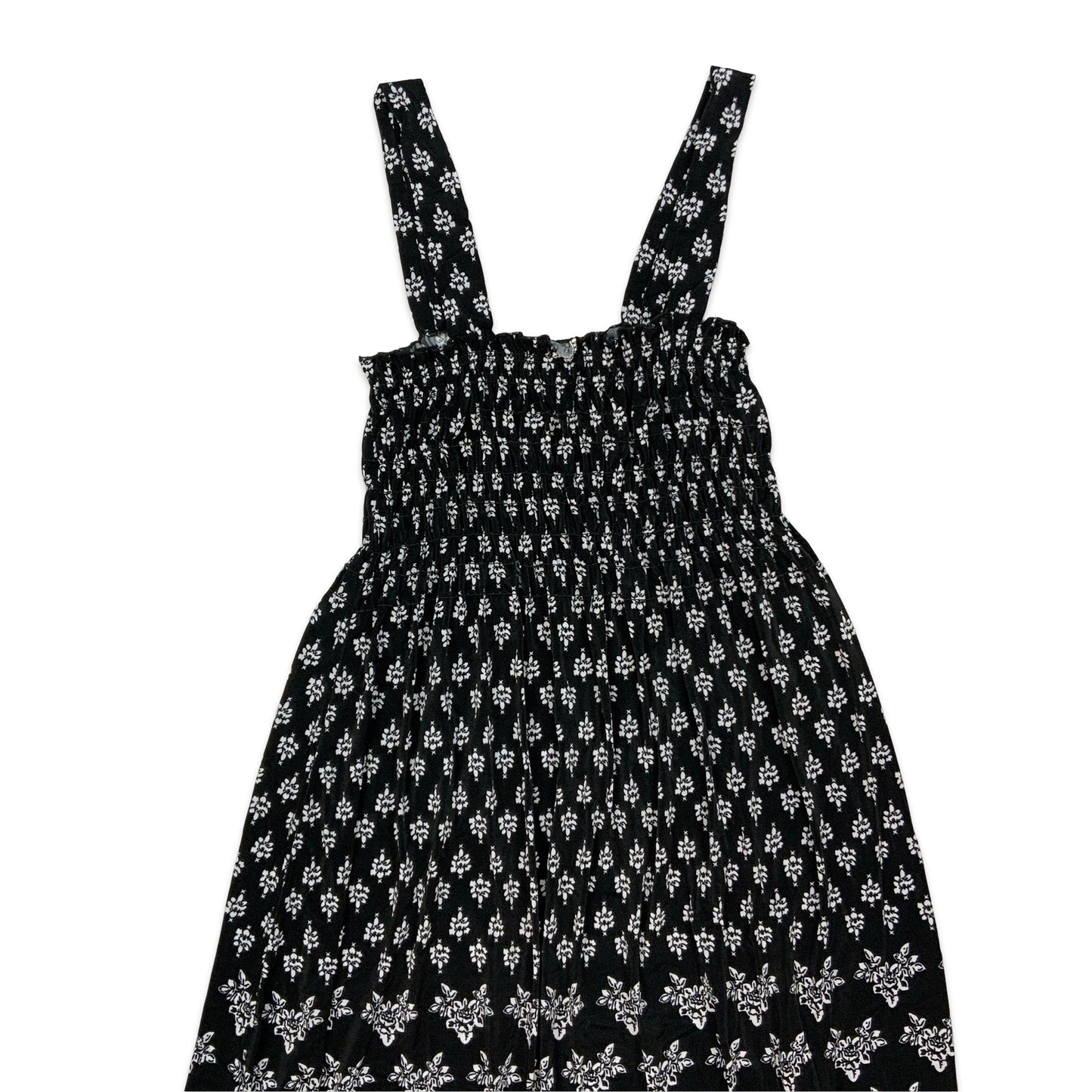 Vintage Black & White Floral Sun Dress 8 10 12