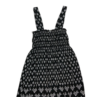 Vintage Black & White Floral Sun Dress 8 10 12