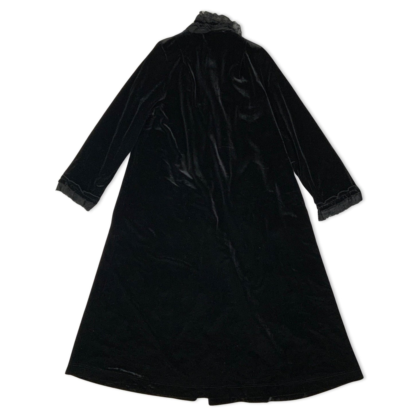Vintage Lace Detailed Black Velvet Coat 12 14 16