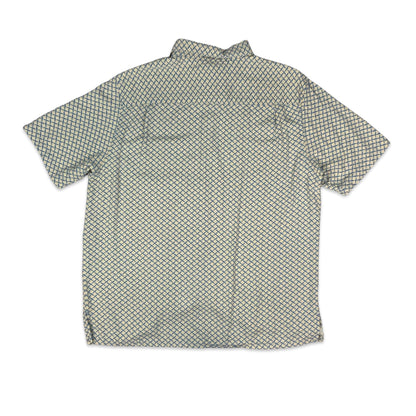 80s Blue & Beige Silk Shirt XL