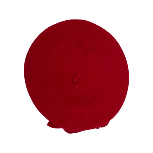 Vintage Red Appliqué Flower Beret