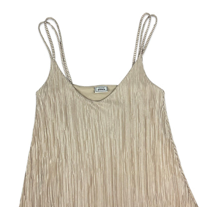 Vintage Champagne Gold Pleated Spaghetti Strap Top 6