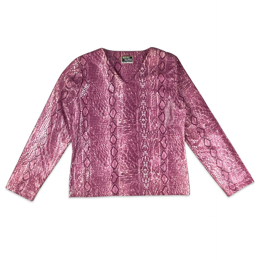 90s Y2K Pink Snake Print Top