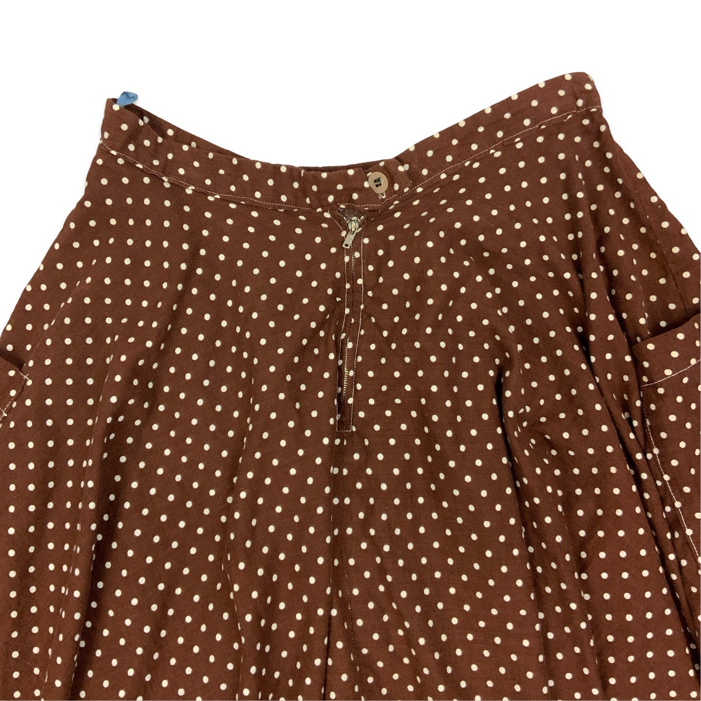 Vintage White & Brown Polka Dot Midi Skirt 12