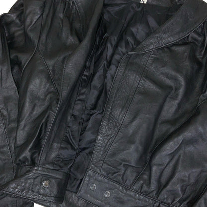Vintage 90s Black Crop Tie-Up Biker Punk Leather Jacket 12 14 S