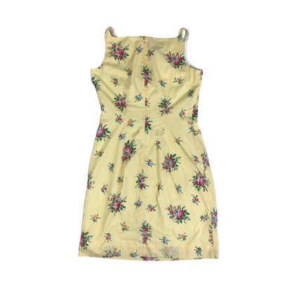 Vintage 90s y2k ‘Ralph Lauren’ Yellow Pink Floral Sleeveless Mini Dress 12 14