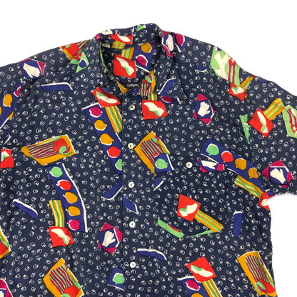 Vintage 80s Crazy Abstract Print Shirt XL