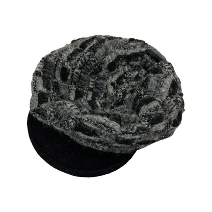 Vintage Grey Knitted Texture Peaked Beret