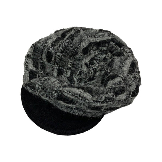 Vintage Grey Knitted Texture Peaked Beret