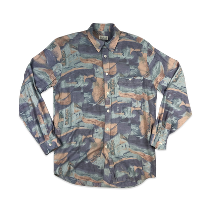 Vintage 80s Pastels Abstract Print Shirt M