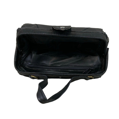 Vintage 90s 'SNE2KA' Black Push Clasp Closure Doctor Textured Print Handbag