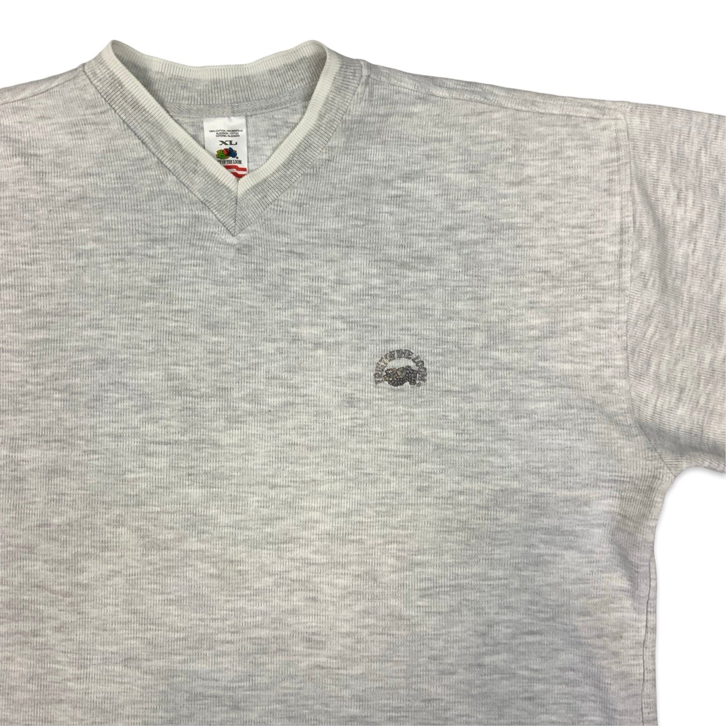 Vintage 90s Fruit of the Loom Grey V-neck Sweatshirt XXL