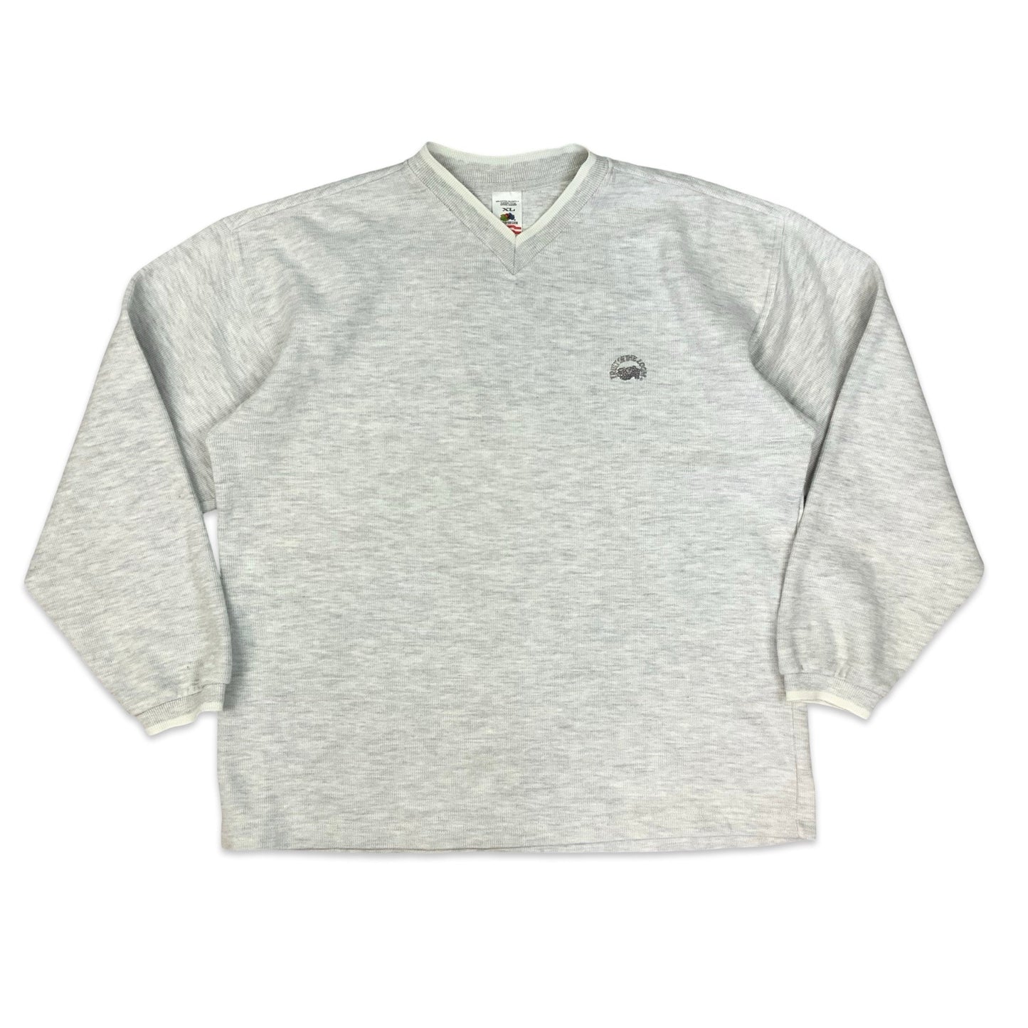 Vintage 90s Fruit of the Loom Grey V-neck Sweatshirt XXL