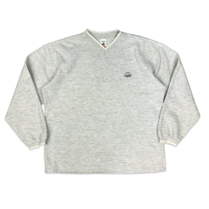 Vintage 90s Fruit of the Loom Grey V-neck Sweatshirt XXL