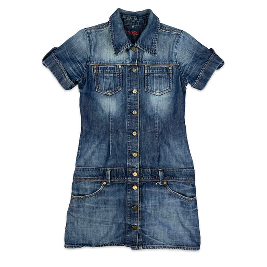 Y2K Blue Denim Button-up Minidress 12