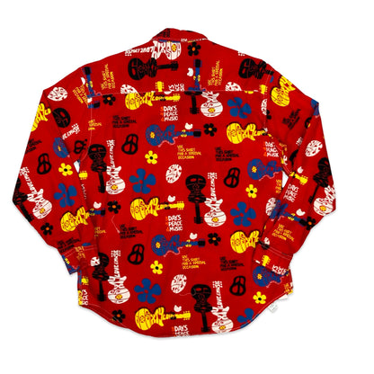 Vintage 90s-00s Hippie Themed Red Printed Shirt L