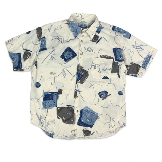 80s White & Blue Shirt L