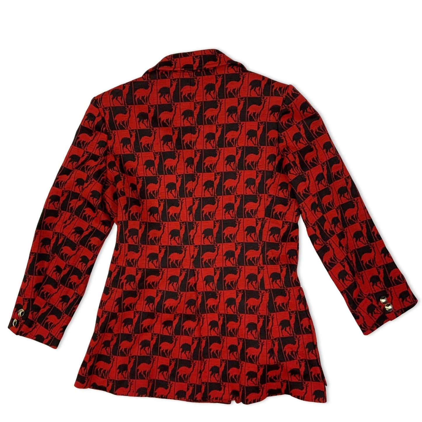 Vintage 90s Red and Black Deer Print Ladies' Blazer 6-8