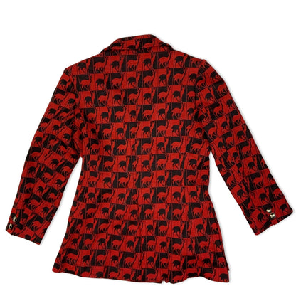 Vintage 90s Red and Black Deer Print Ladies' Blazer 6-8
