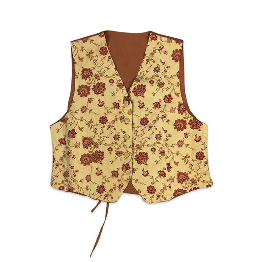 Vintage Orange & Cream Floral Waistcoat 12