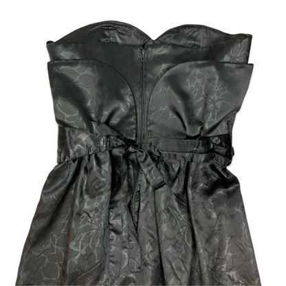 90s Black Satin Strapless Maxi Dress 10