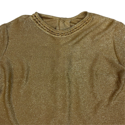 Vintage Glittery Gold Long Sleeve Blouse 18 20
