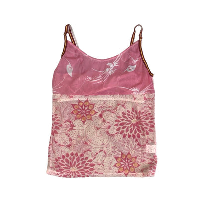 Vintage 90s Y2k ‘Rip Curl’ Pink Spaghetti Cami Mesh Crop Tank Top 4 6