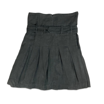 90s Black High Waisted Pleated Skirt with Belt