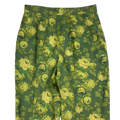 Vintage Green Floral Cigarette Trousers 10 12 14 16