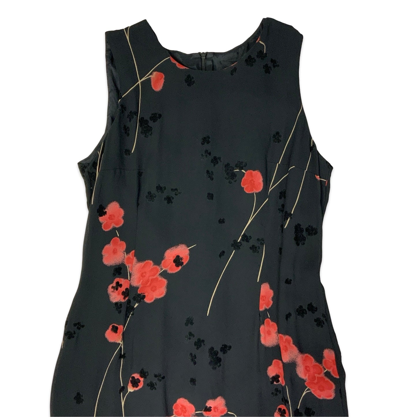 Vintage Black & Red Floral Maxi Dress 12