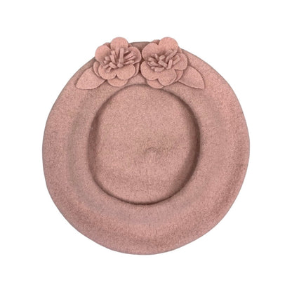 Vintage Pale Pink Appliqué Flower Beret