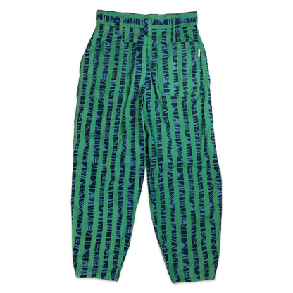 80s Green & Blue Print Wide Leg Trousers 10 12 14